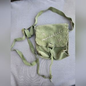 Vintage Artisan Suede Crossbody  Shoulder Bag Boho Western Hippie